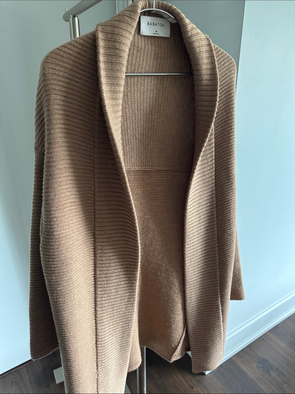 Babaton Camel Ribbed Open-Front Cardigan - Picture 6 of 9